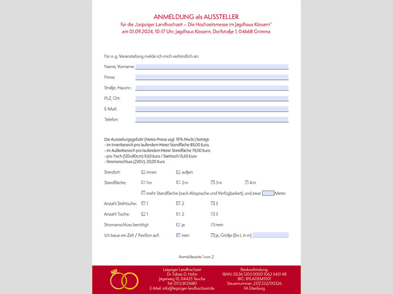 Meldeformular Landhochzeit